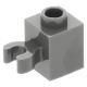 LEGO kocka 1x1 egy oldalán fogóval, sötétszürke (30241b)